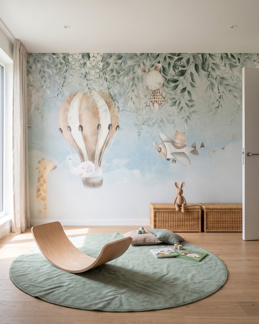 Tierballons unter Blättern in einem Interieur