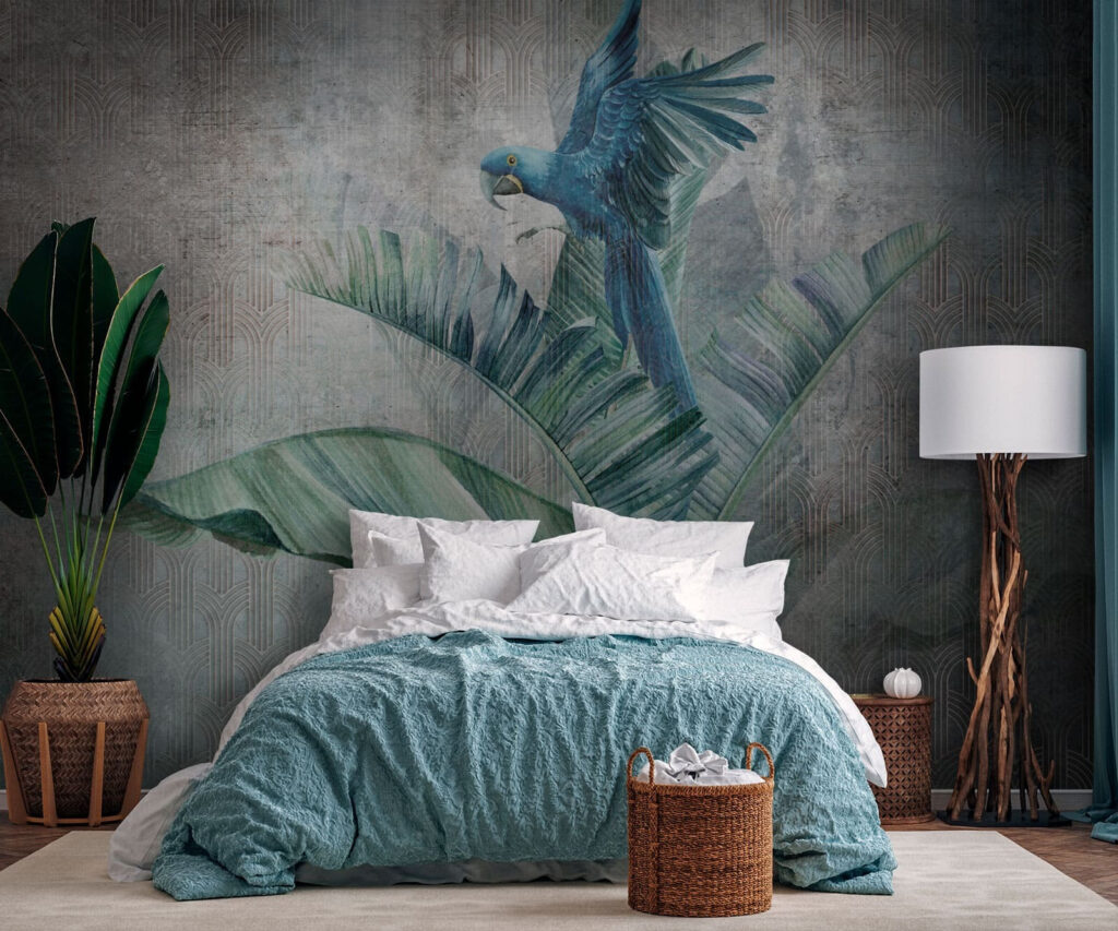 Blauer Papagei auf Bananenblatt — Interieur 1