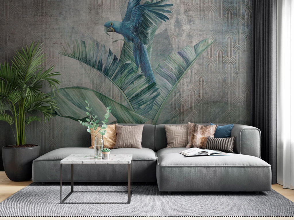 Blauer Papagei auf Bananenblatt — Interieur 2