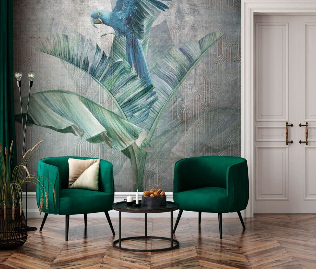 Blauer Papagei auf Bananenblatt — Interieur 3