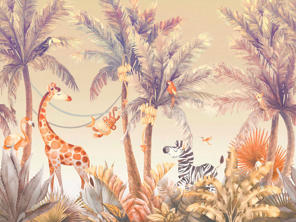 Giraffe zwischen Palmen — ganzes Design