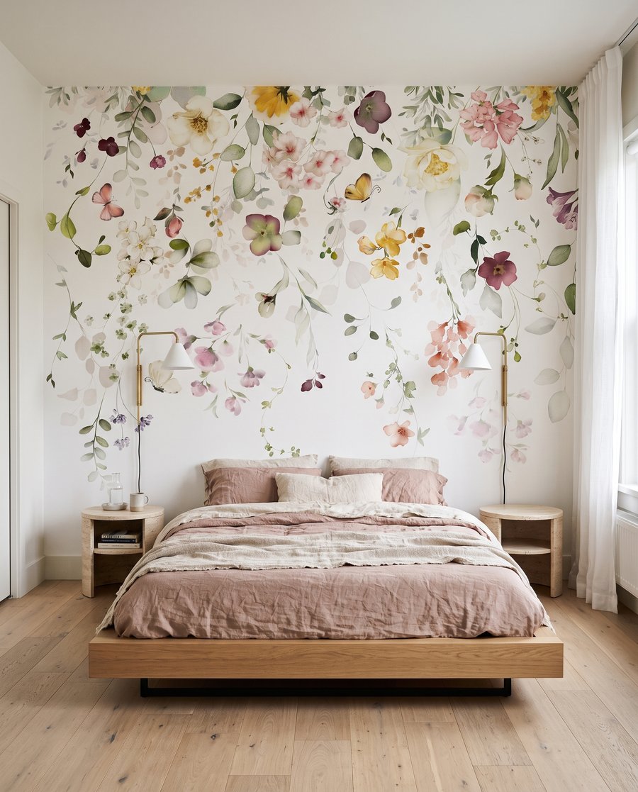 Blumen wie ein Wasserfall in einem Interieur