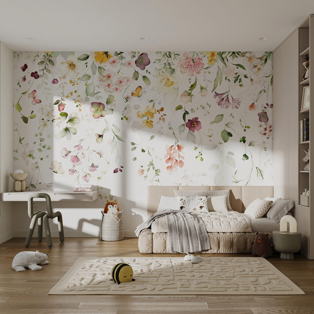Blumen wie ein Wasserfall in einem Interieur