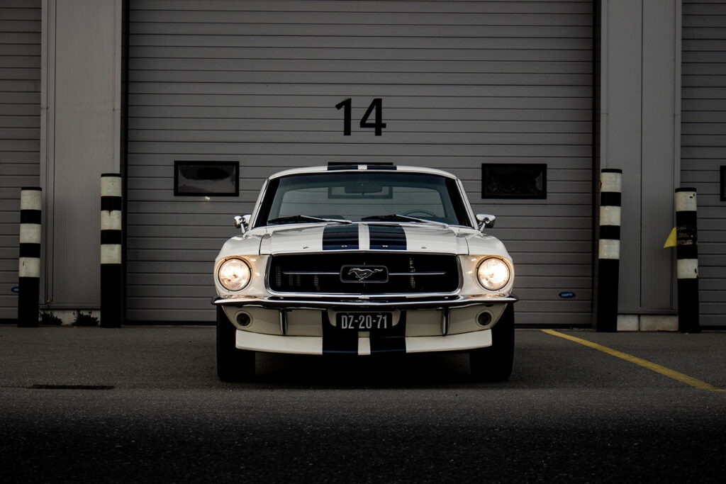 Oldtimer vor dem Garagentor — ganzes Design
