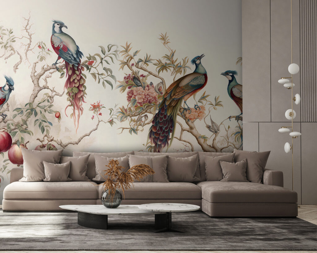 Pfauen an Granatapfelzweigen — Interieur 3