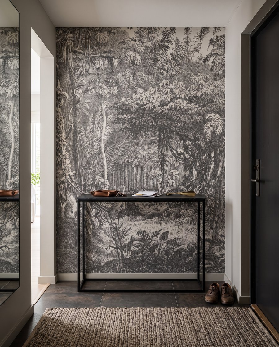 Urwald in feinen Linien in einem Interieur