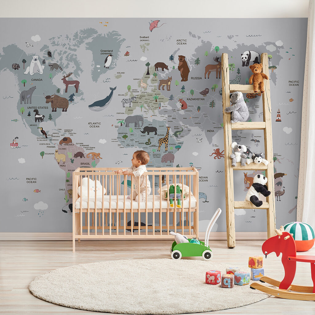 Weltkarte mit kleinen Tieren — Interieur 6