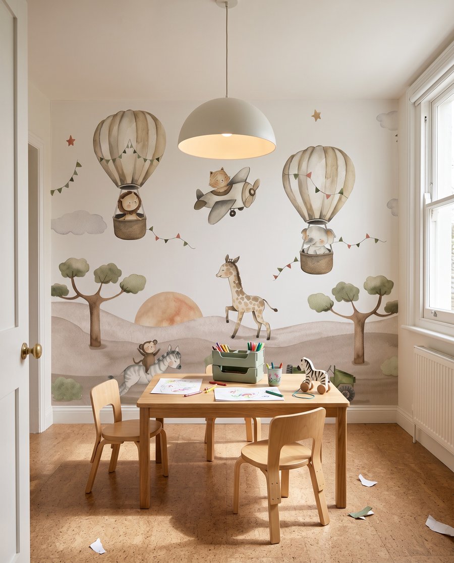 Safari unter Ballons in einem Interieur