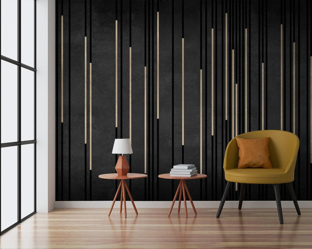 Goldstreifen auf Schwarz in einem Interieur