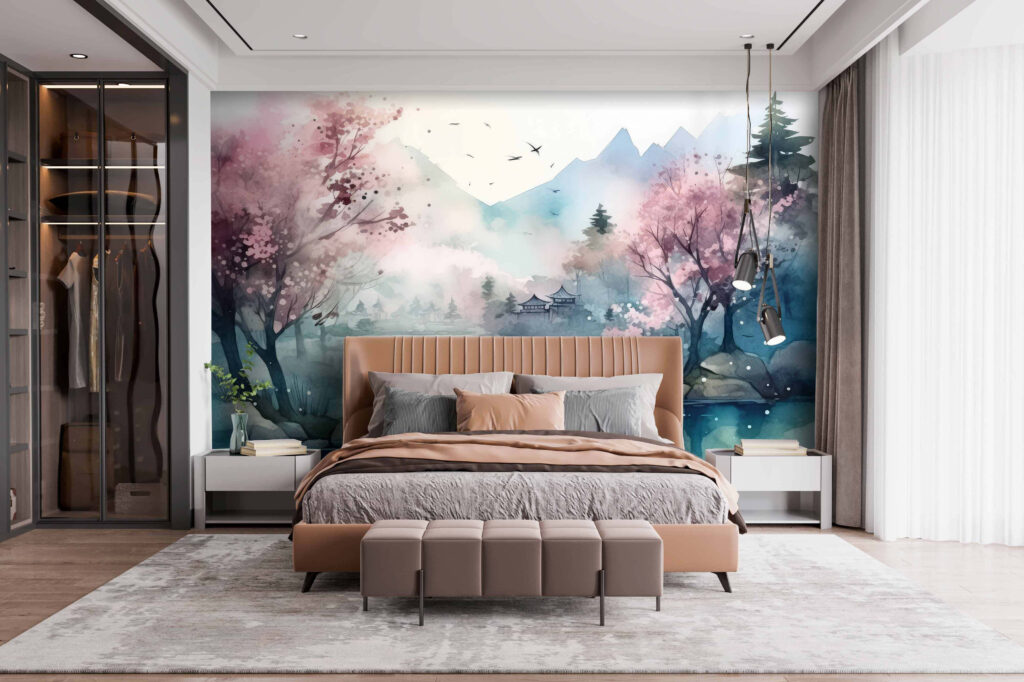 Blüten im Bergwasser in einem Interieur