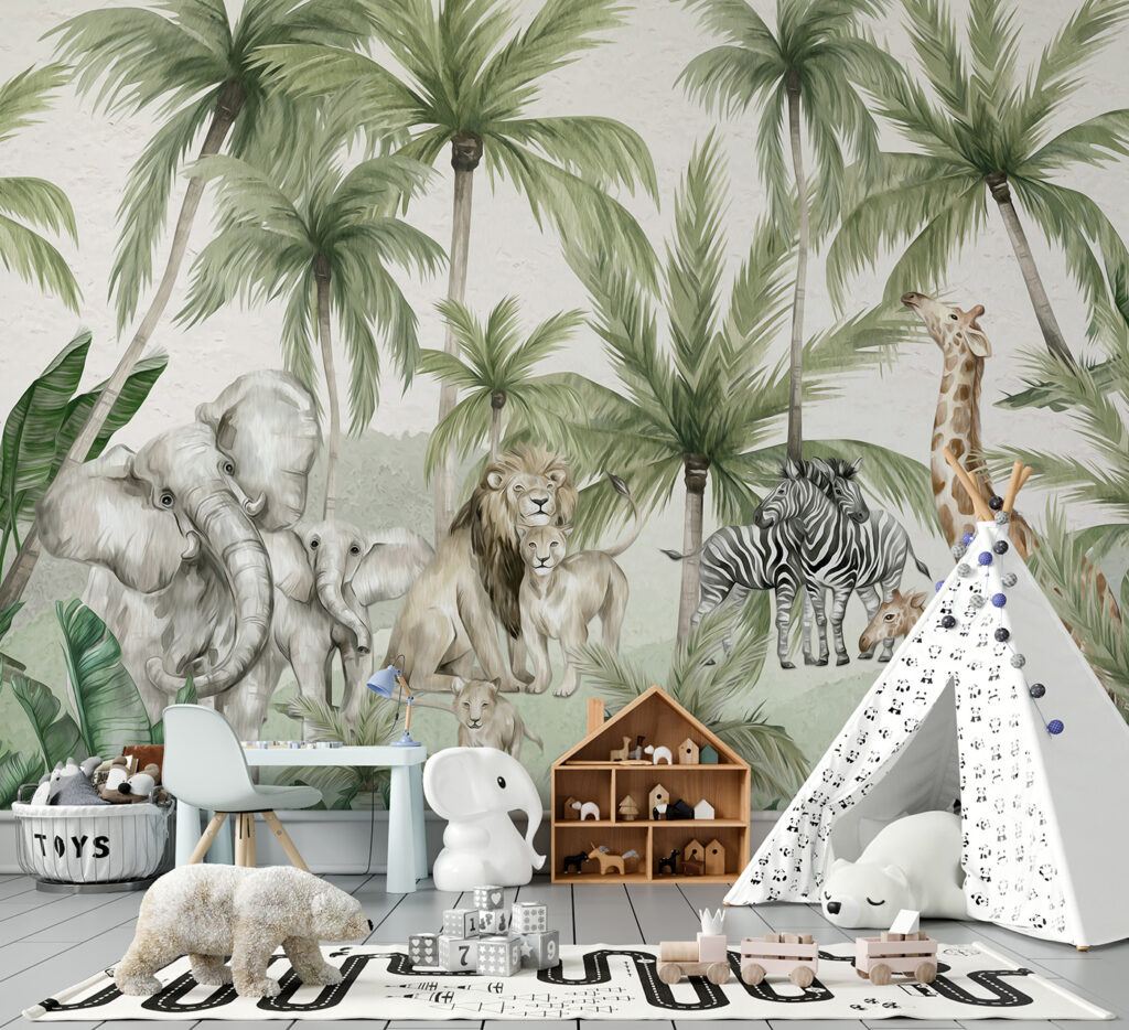 Tiere unter hohen Palmen — Interieur 1