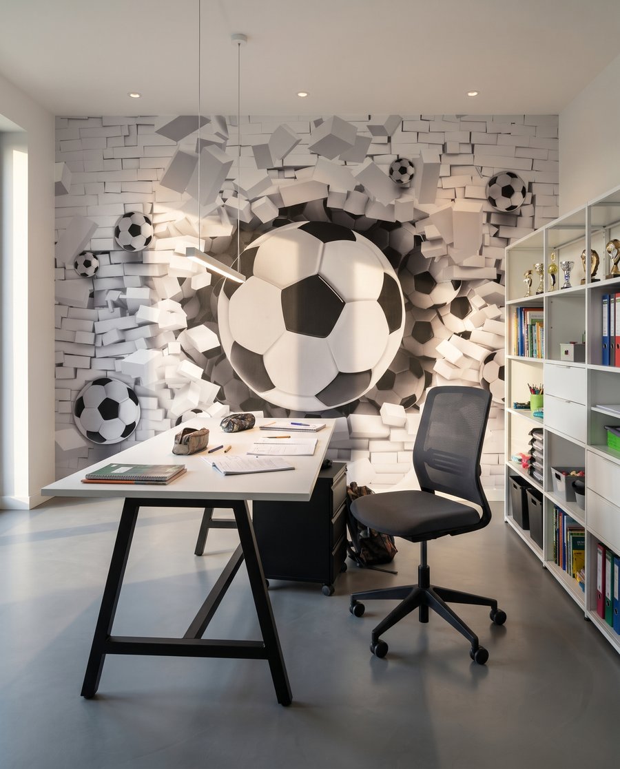 Fußbälle durchbrechen die Wand — Interieur 2