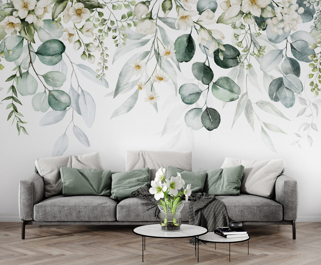 Girlande aus runden Blättern in einem Interieur