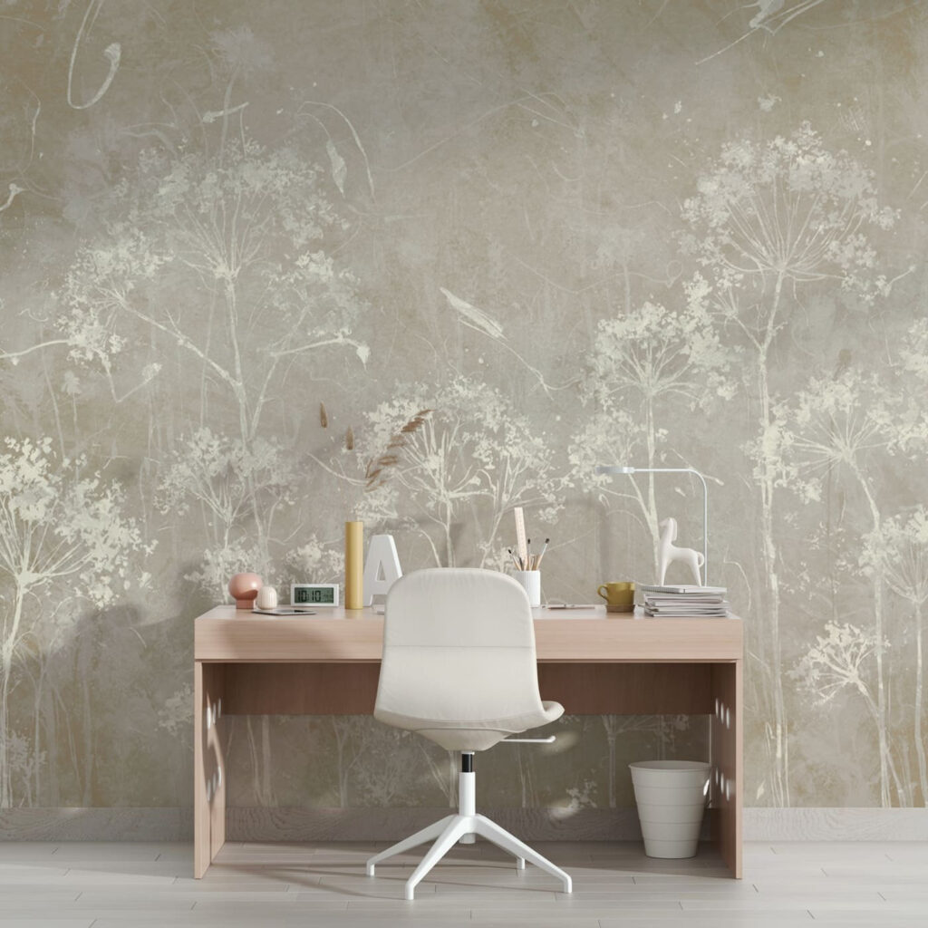 Wildblumen auf verwittertem Grund in einem Interieur