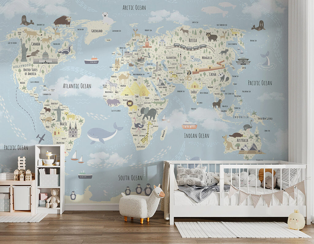 Weltkarte mit Reisefreunden — Interieur 2