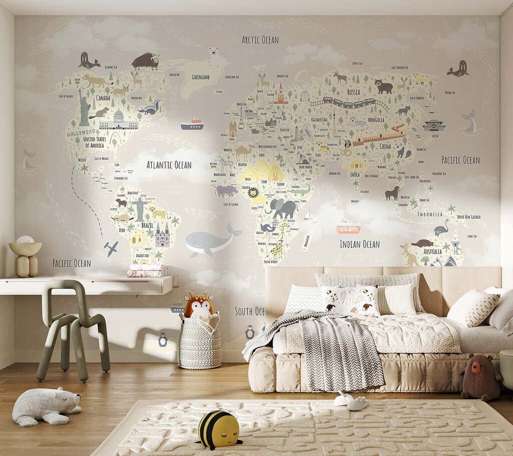 Weltkarte mit Reisefreunden — Interieur 1