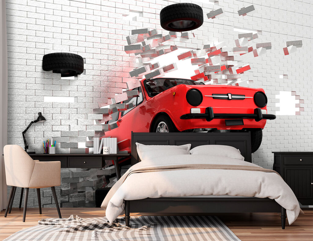 Rotes Auto bricht durch — Interieur 3