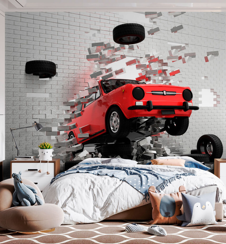 Rotes Auto bricht durch — Interieur 2