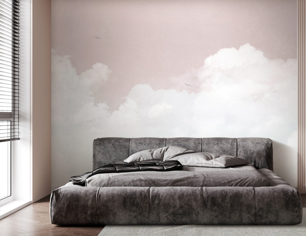 Wolken in stillem Pastell in einem Interieur