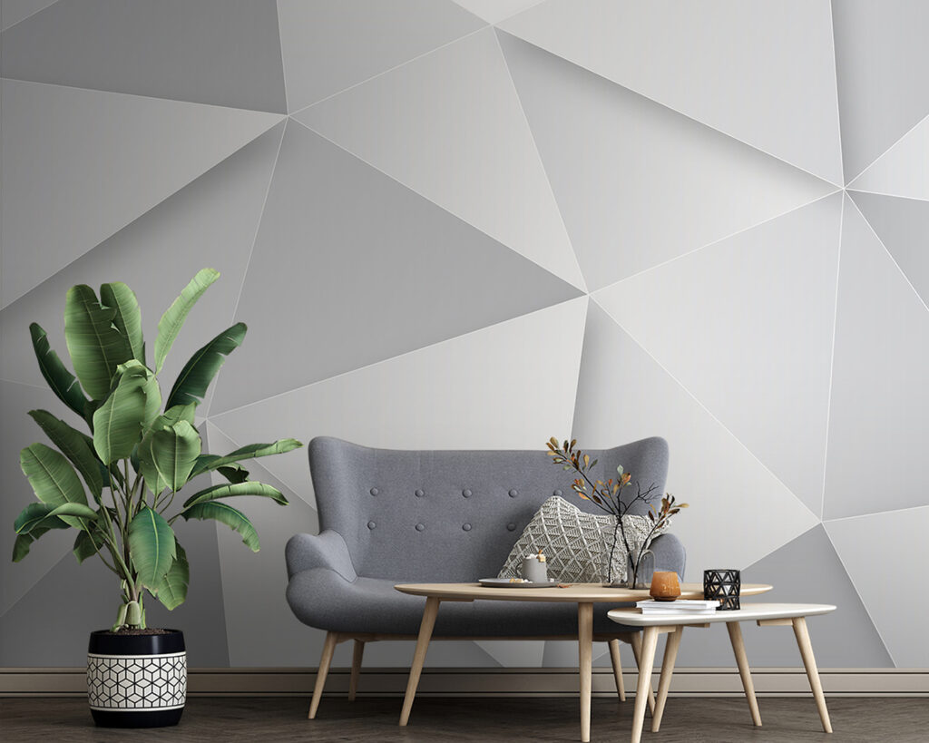 Weiße Dreiecke mit Tiefe in einem Interieur