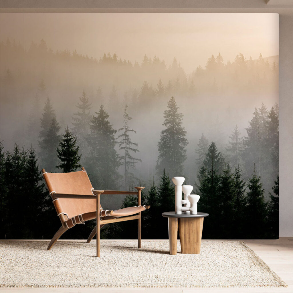 Wald im Morgenlicht in einem Interieur