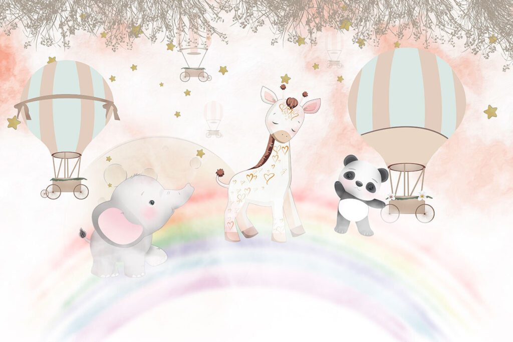 Tiere am Regenbogen — ganzes Design