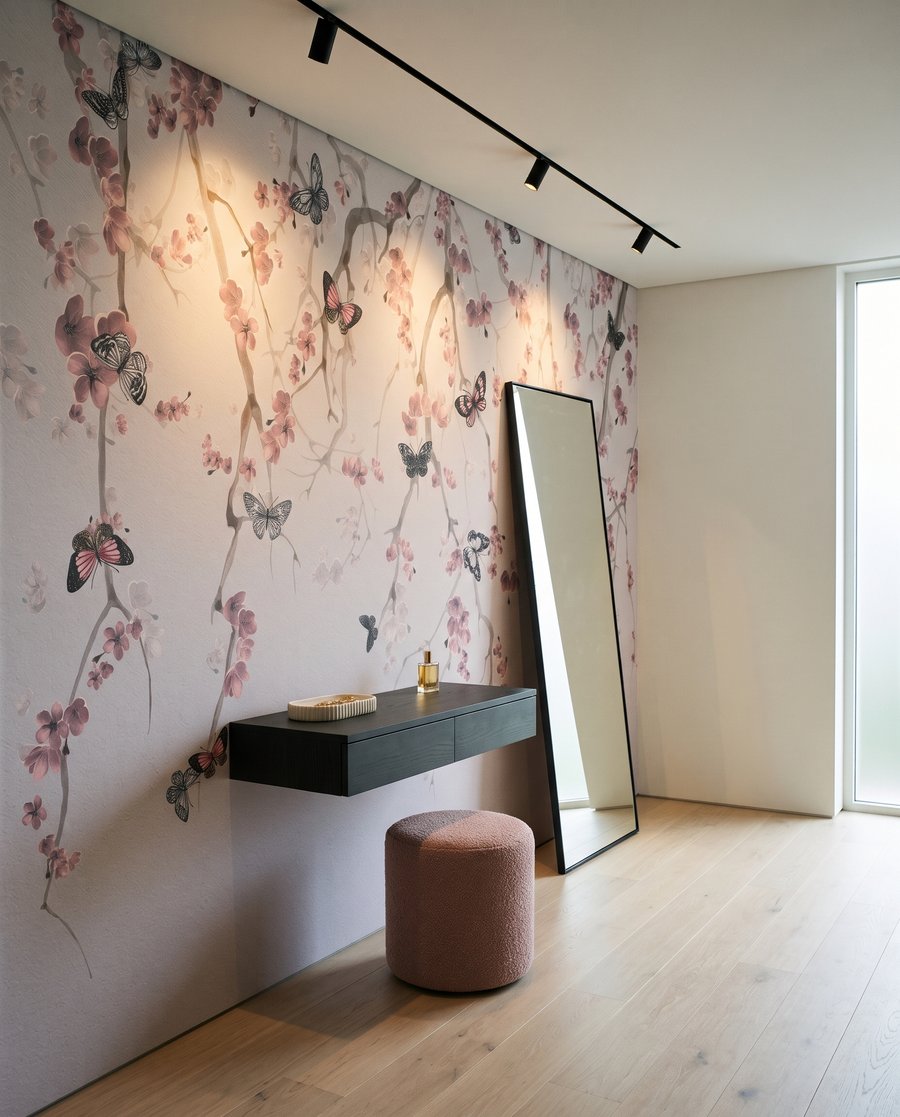Schmetterlinge unter rosa Blüten — Interieur 3