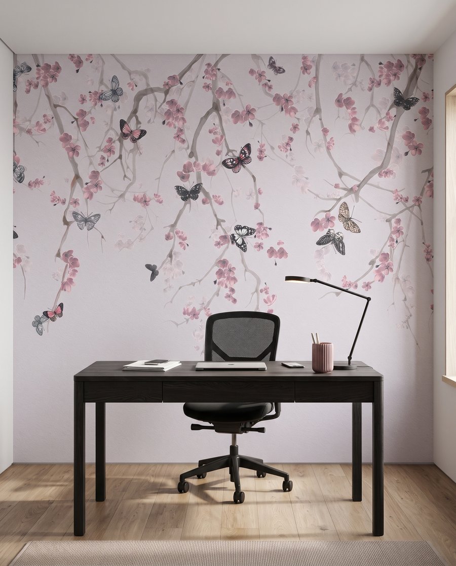 Schmetterlinge unter rosa Blüten — Interieur 8