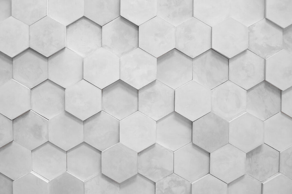 Weiße Sechsecke mit Schatten — ganzes Design
