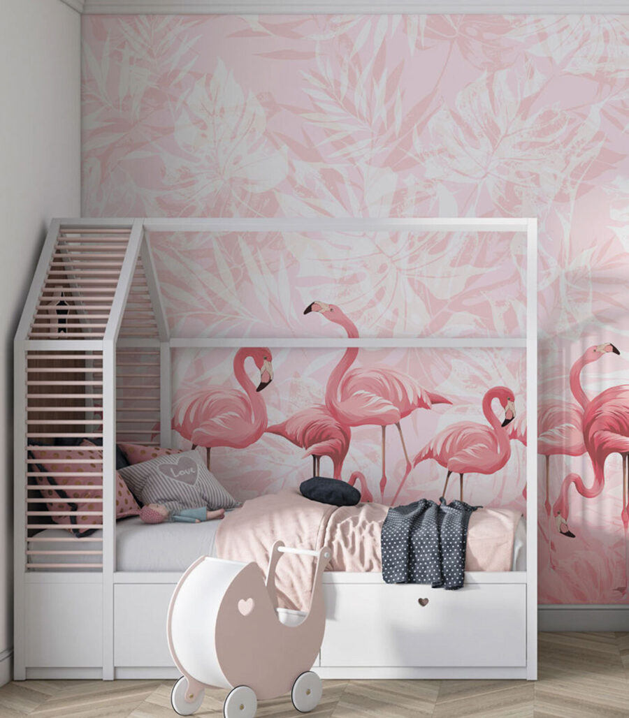 Flamingos beisammen in einem Interieur
