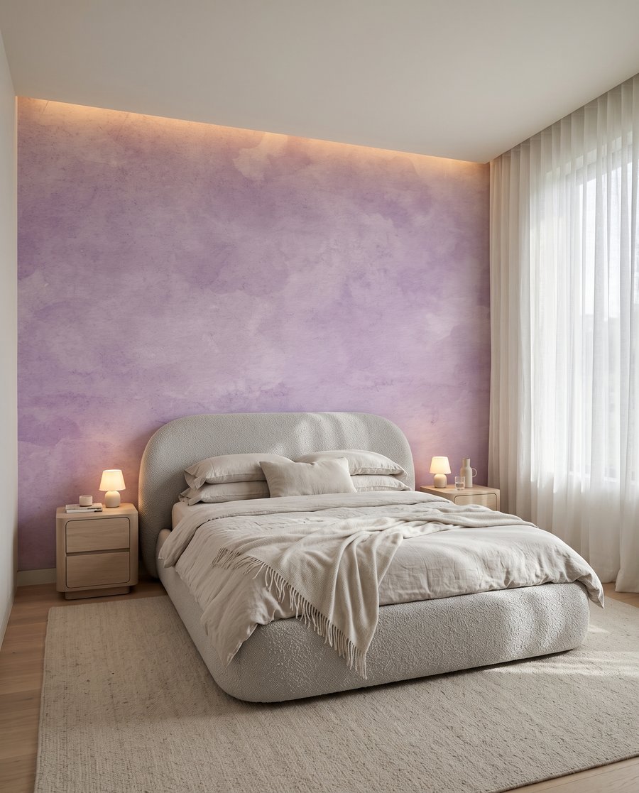 Lila Farbwolken in einem Interieur