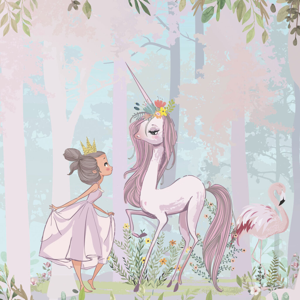 Mädchen mit Einhorn — ganzes Design