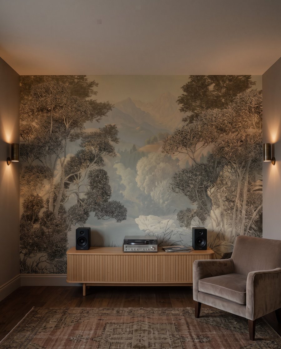 Uferbäume im Tal in einem Interieur