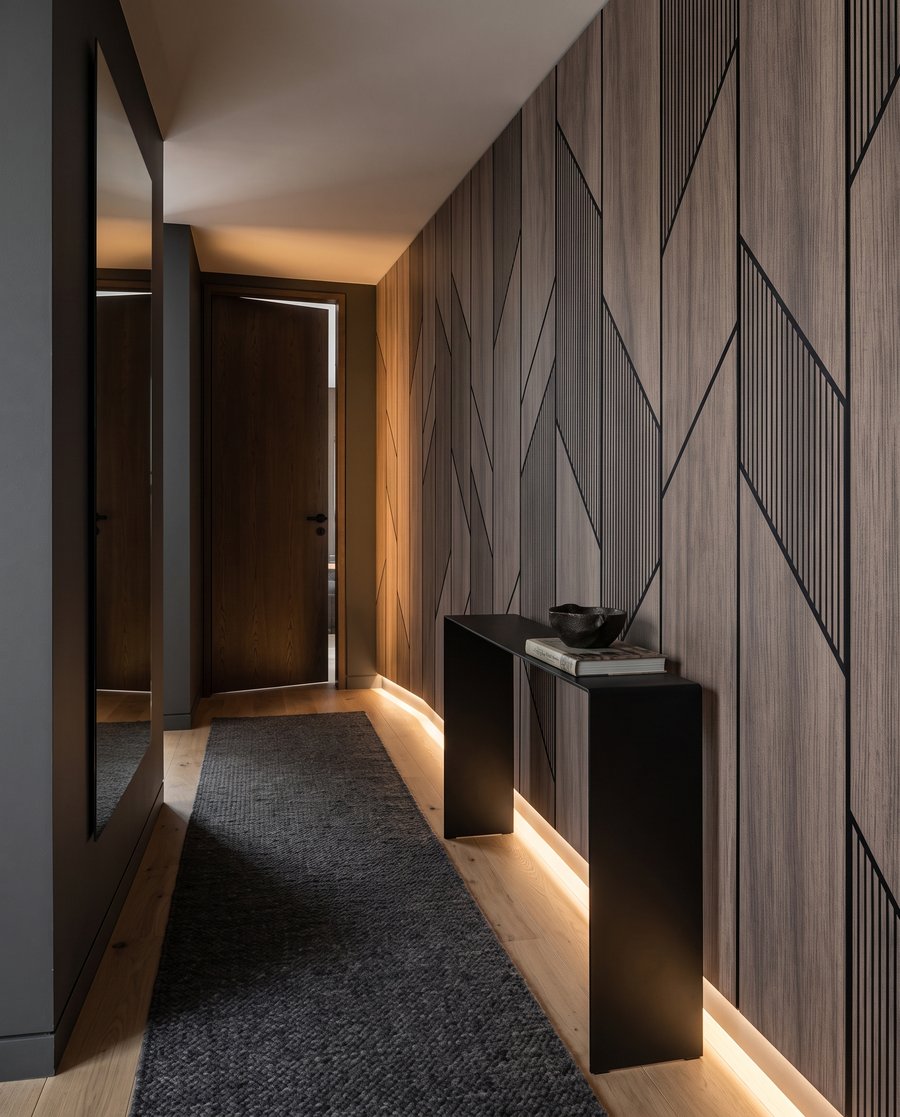 Dunkle Bahnen mit Rillen — Interieur 5