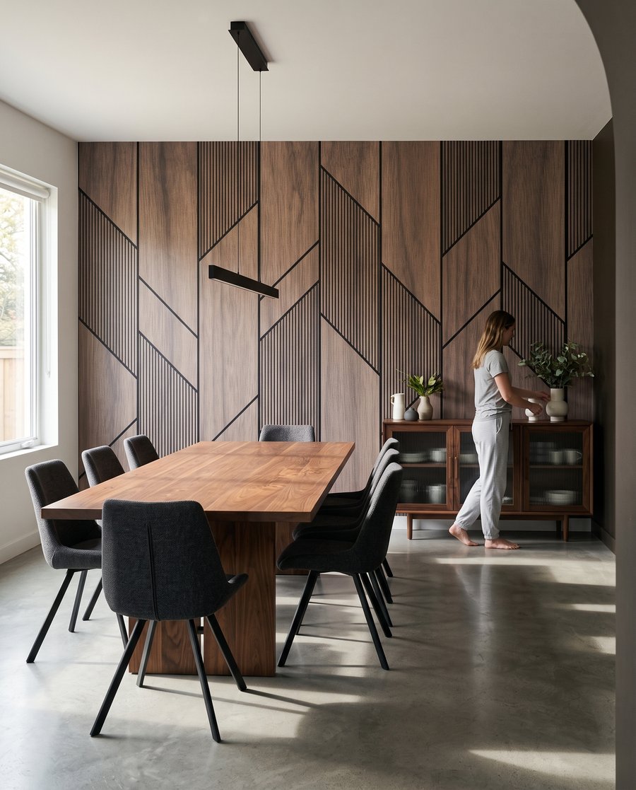 Dunkle Bahnen mit Rillen — Interieur 1