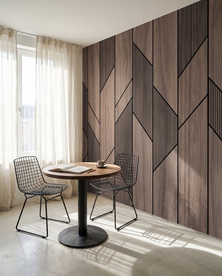 Dunkle Bahnen mit Rillen — Interieur 6