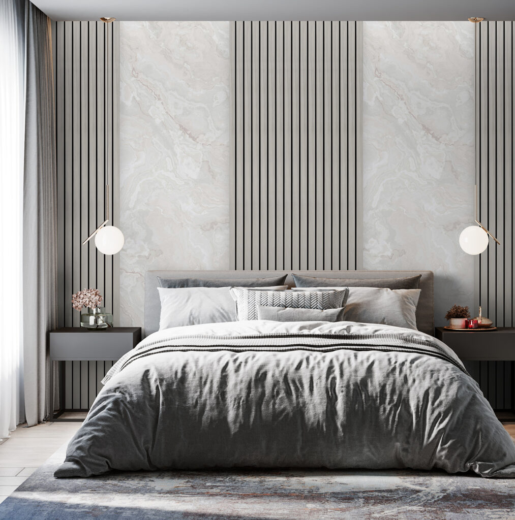 Helle Paneele mit Streifen in einem Interieur