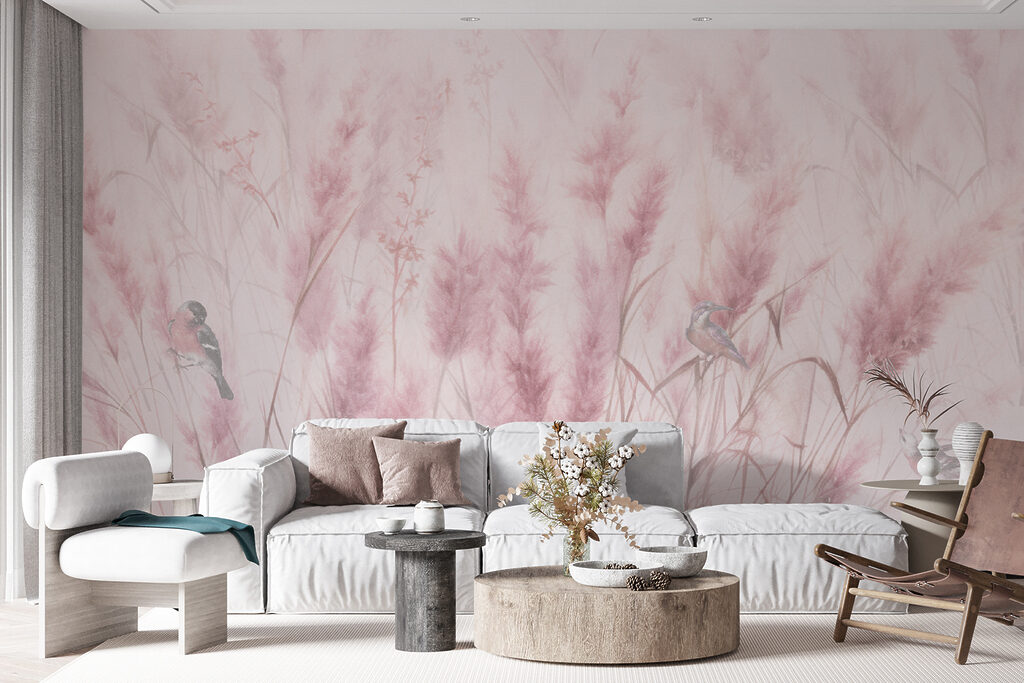 Zarte rosa Rispen in einem Interieur