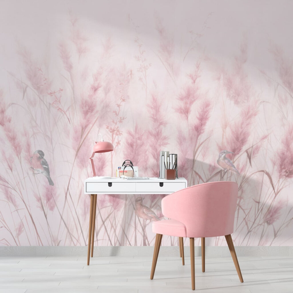 Zarte rosa Rispen in einem Interieur