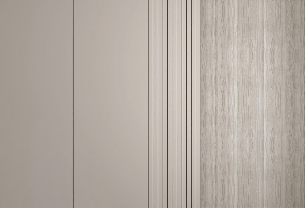 Ruhige Bahnen in Taupe — ganzes Design