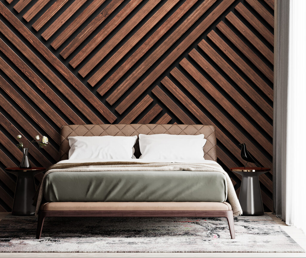 Holzlatten mit schwarzen Linien — Interieur 2