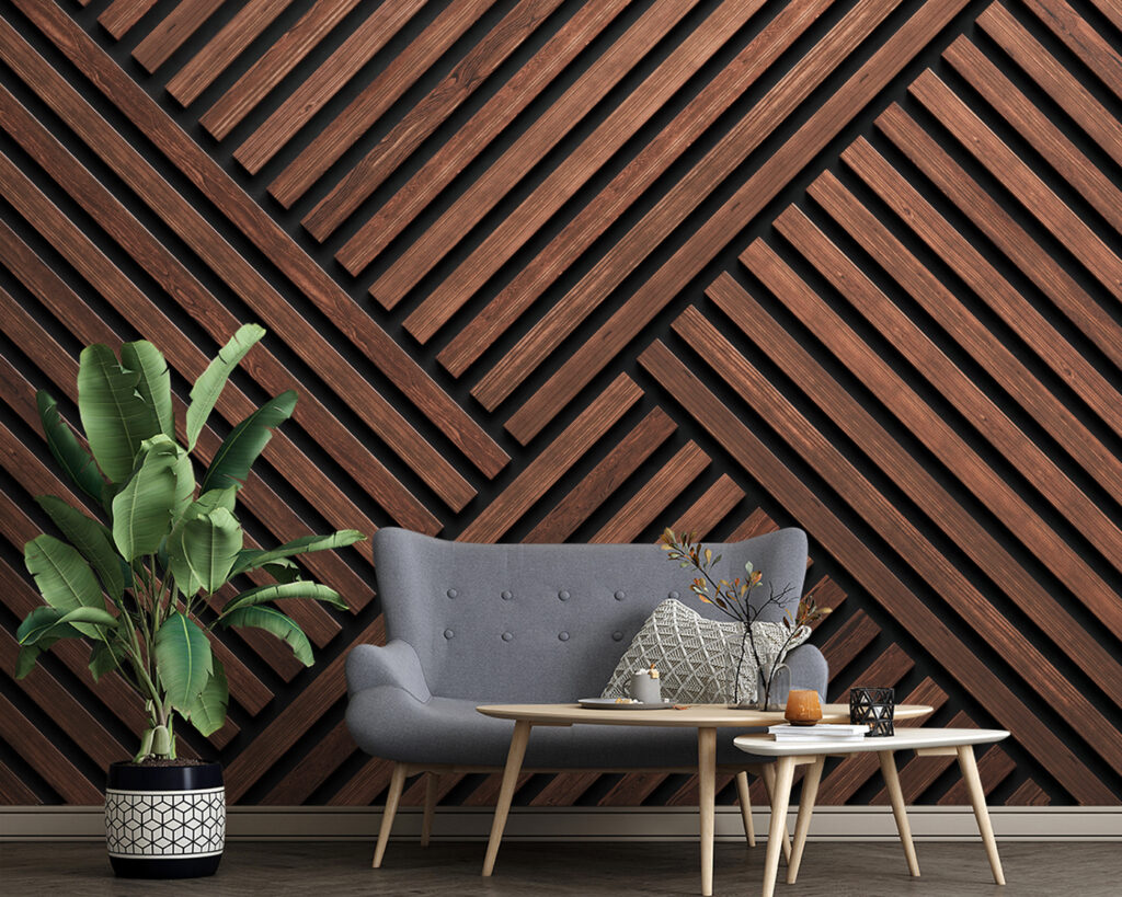 Holzlatten mit schwarzen Linien — Interieur 1