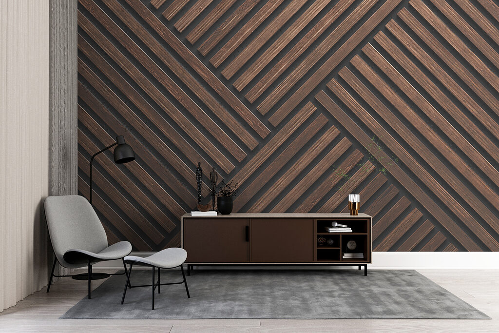 Holzlatten mit schwarzen Linien — Interieur 4