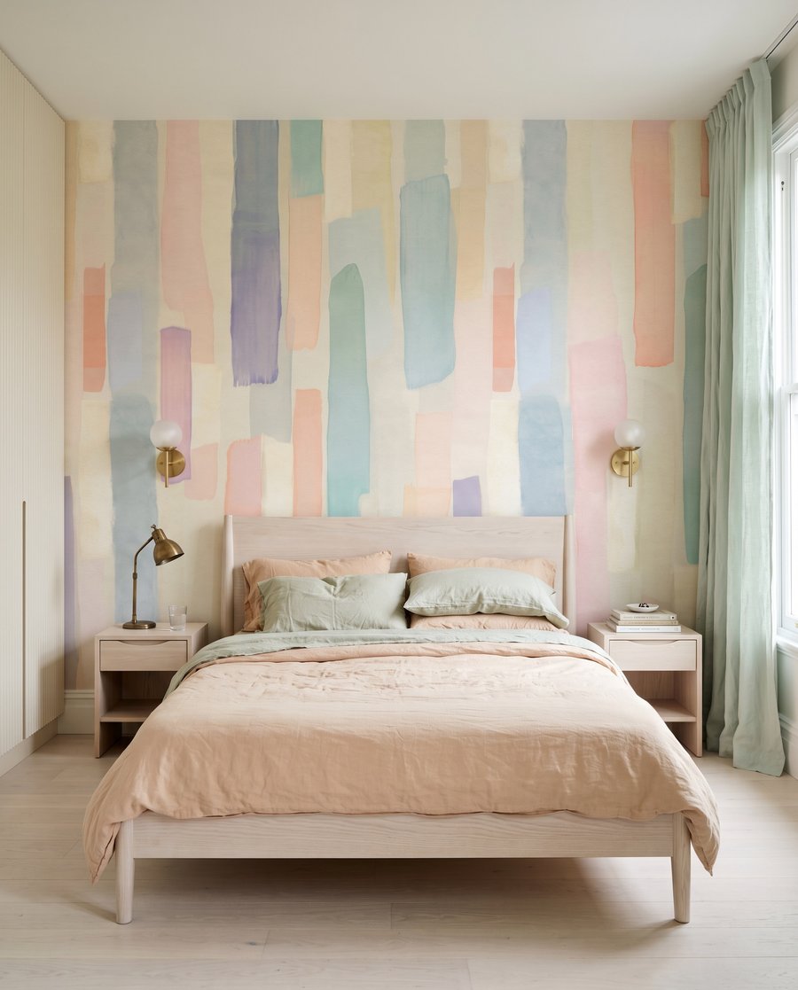 Schmale Striche in Pastell in einem Interieur