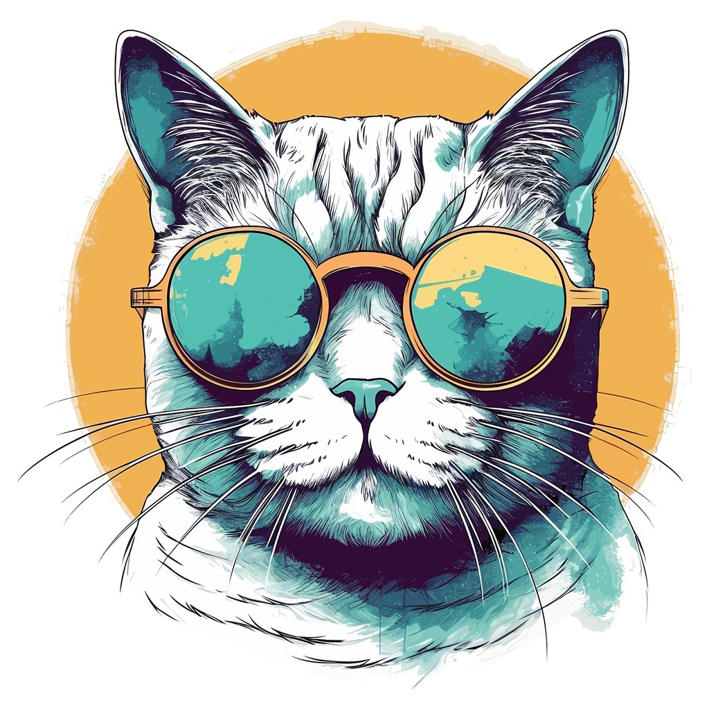 Katze mit Sonnenbrille — ganzes Design