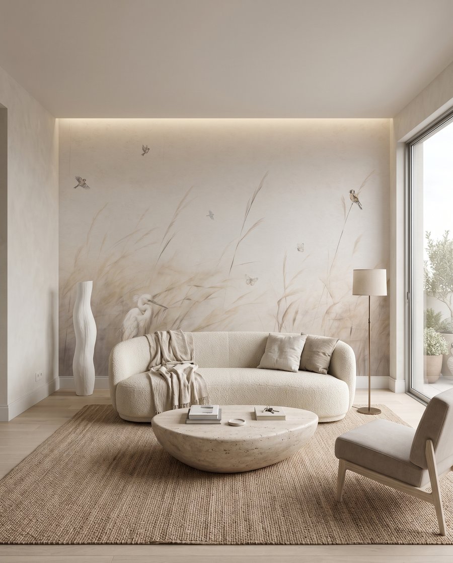 Vögelchen über blassen Halmen — Interieur 3