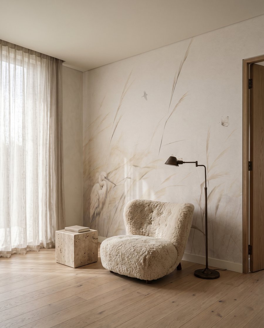 Vögelchen über blassen Halmen — Interieur 4