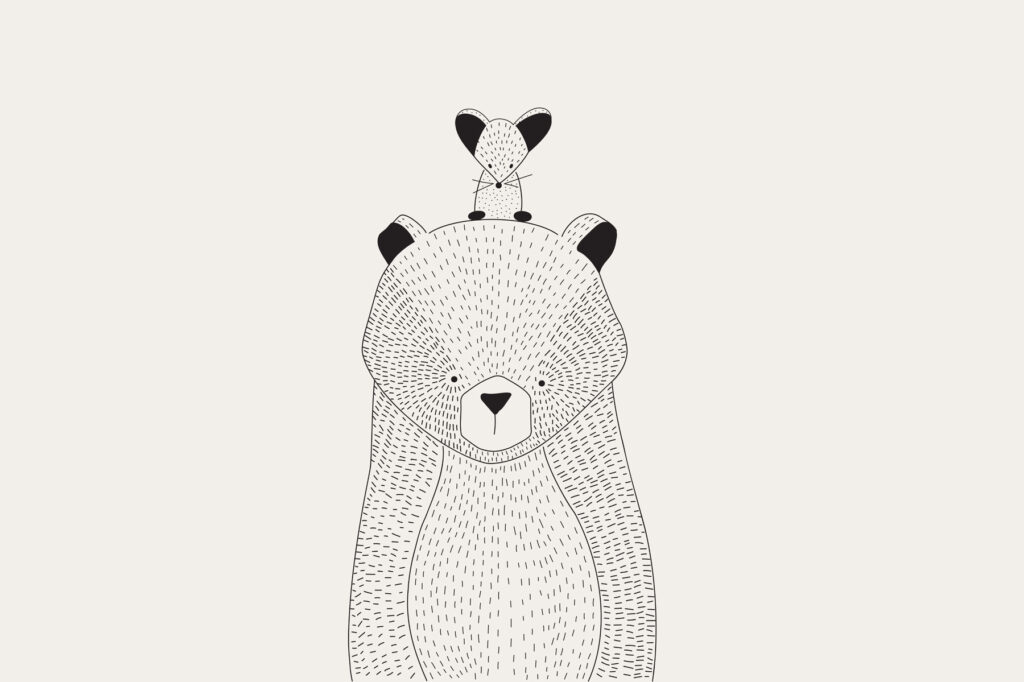 Bär mit Passagier — ganzes Design