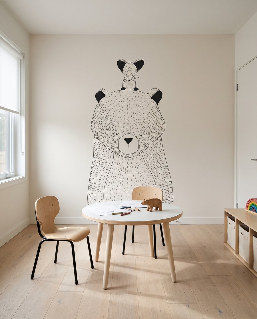 Bär mit Passagier in einem Interieur