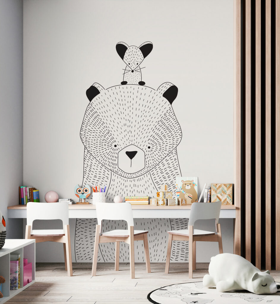 Bär mit Passagier in einem Interieur